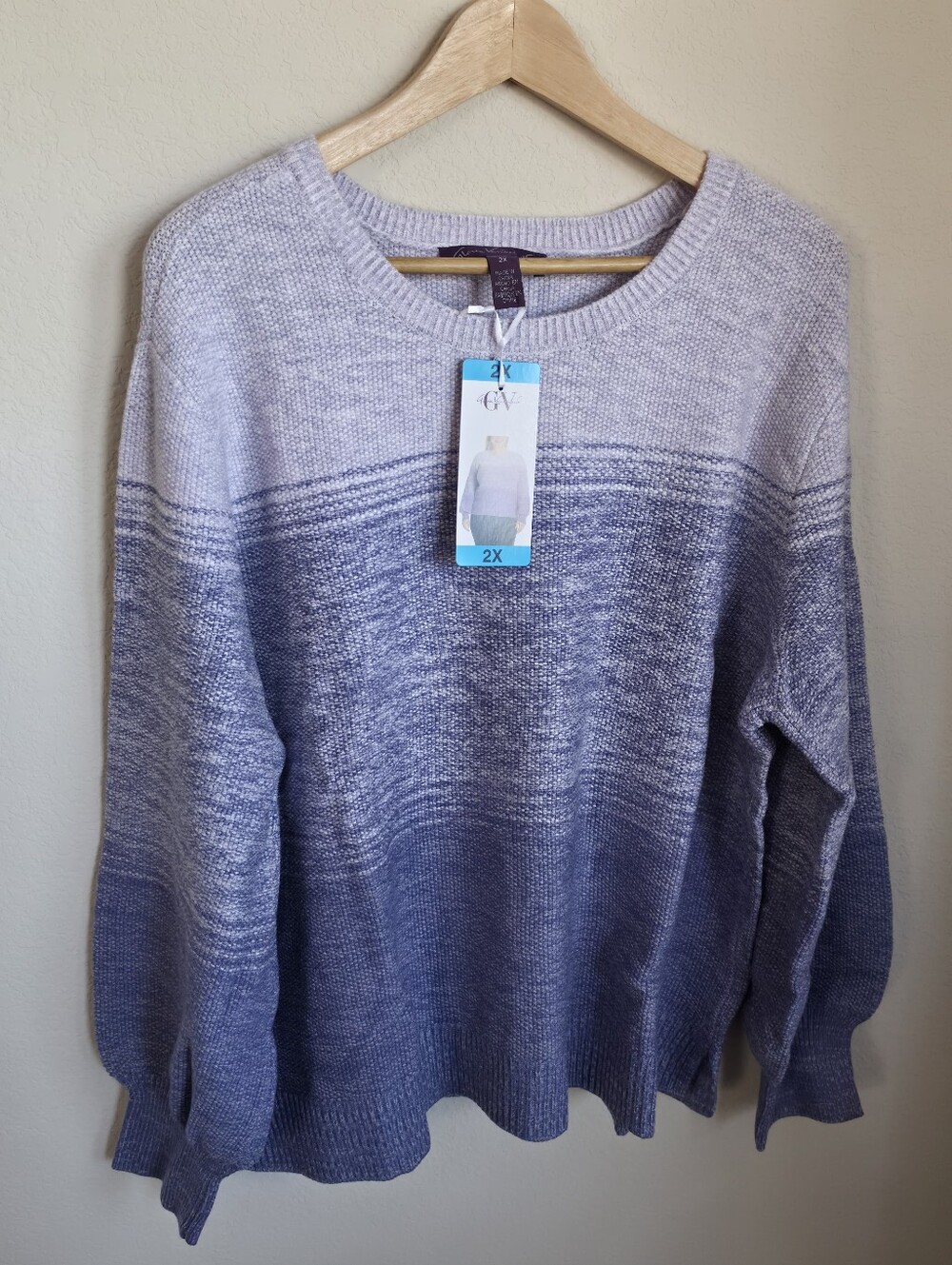 Gloria Vanderbilt Knit Ombre Purple Crewneck Sweater NWT 2X